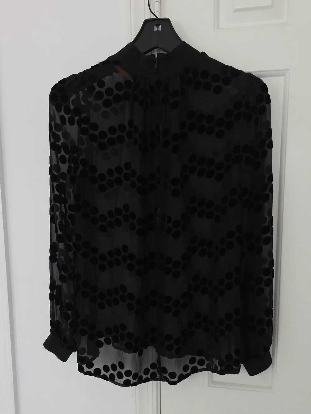 Tory Burch Black Sheer Velvet Dot Blouse
